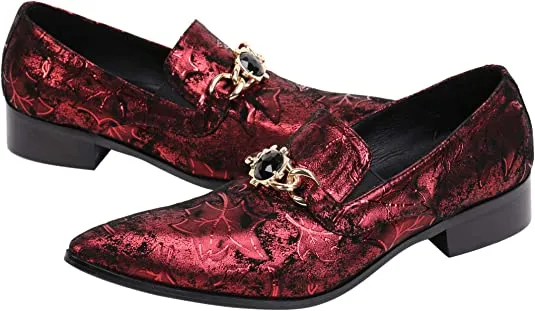 Men's Floral Rhinestone Western Loafers