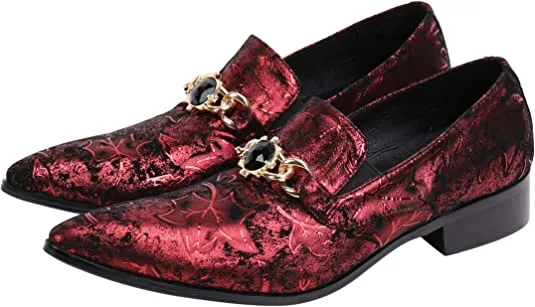 Men's Floral Rhinestone Western Loafers