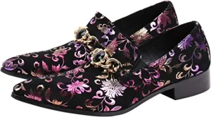 Men's Floral Rhinestone Western Loafers