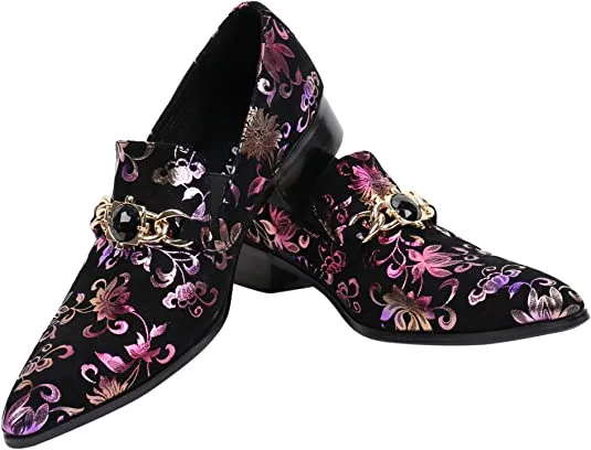 Men's Floral Rhinestone Western Loafers