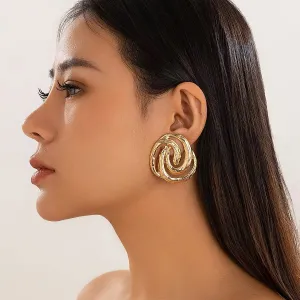 Metal Snake Shaped Spiral Stud Earrings