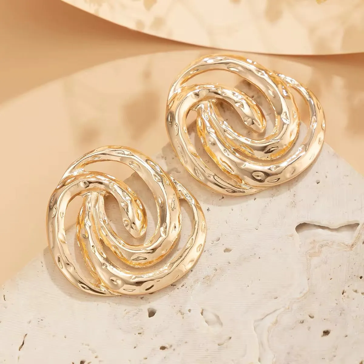 Metal Snake Shaped Spiral Stud Earrings