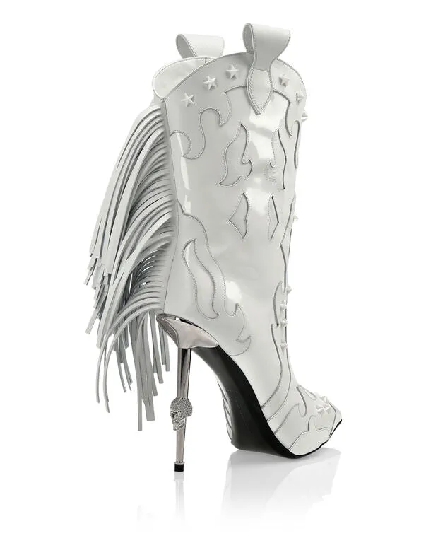 Mid-calf  White Tassel Boots Women