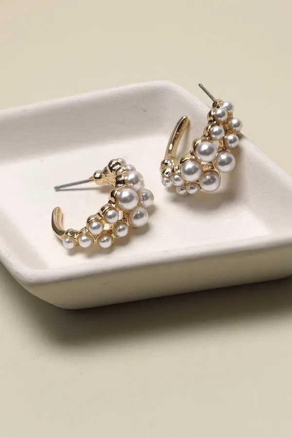 Mini Pearl Huggie Hoops