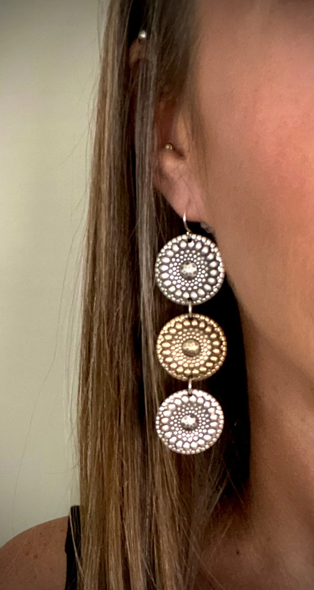 Mixed Metal Moroccan Medallion Earrings