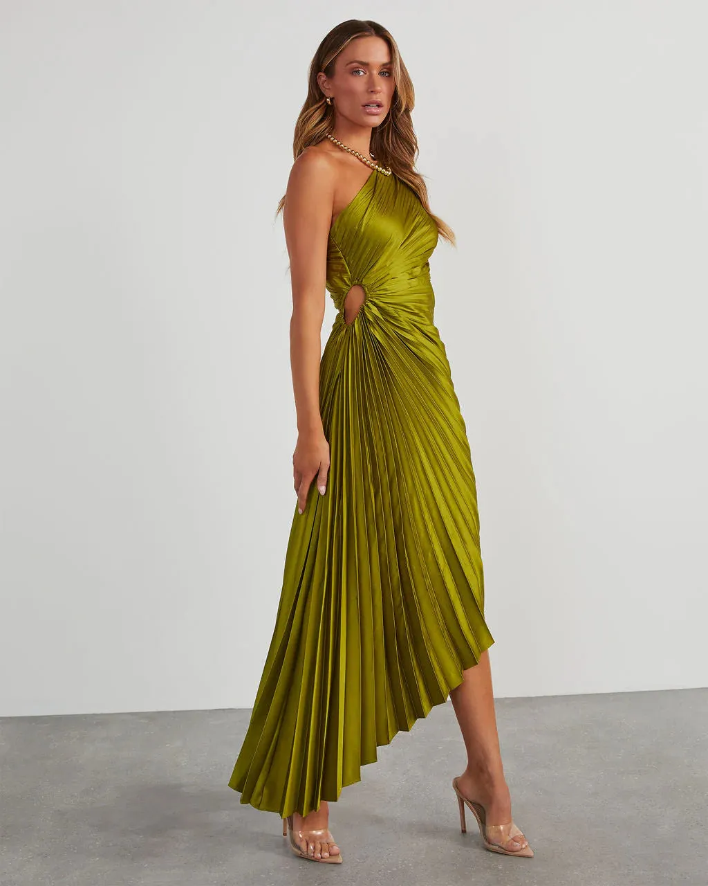 Modern Day Glam One Shoulder Asymmetrical Maxi Dress