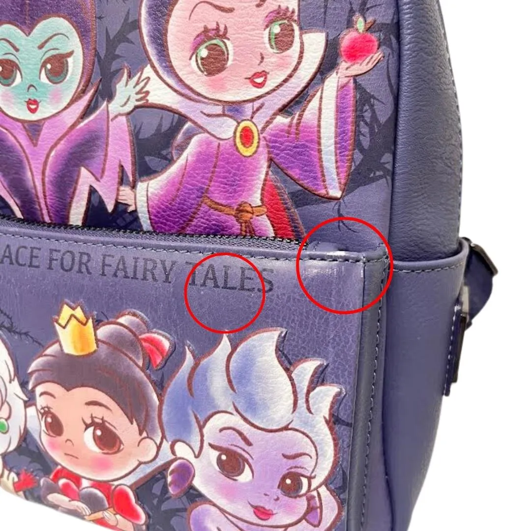 Modern Pinup Exclusive Loungefly Disney Villains Chibi Mini Backpack DEFECTIVES