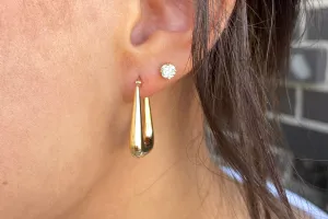 Modern Rectangle Yellow Gold Hoop Earrings