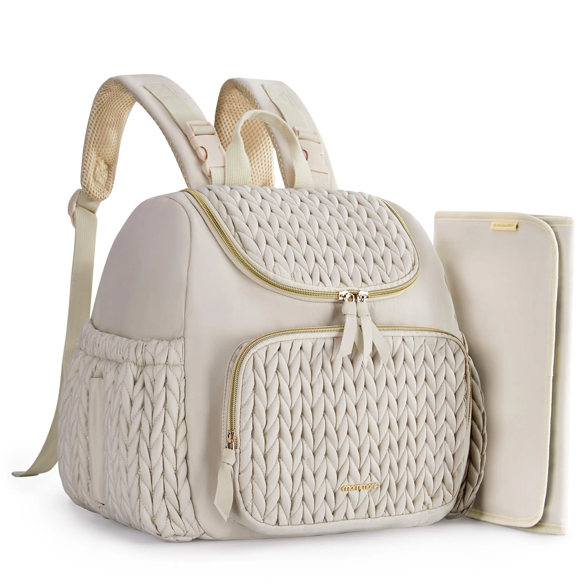 mommore Diaper Bag with Insulated Pockets, Changing Pad and Stroller Straps