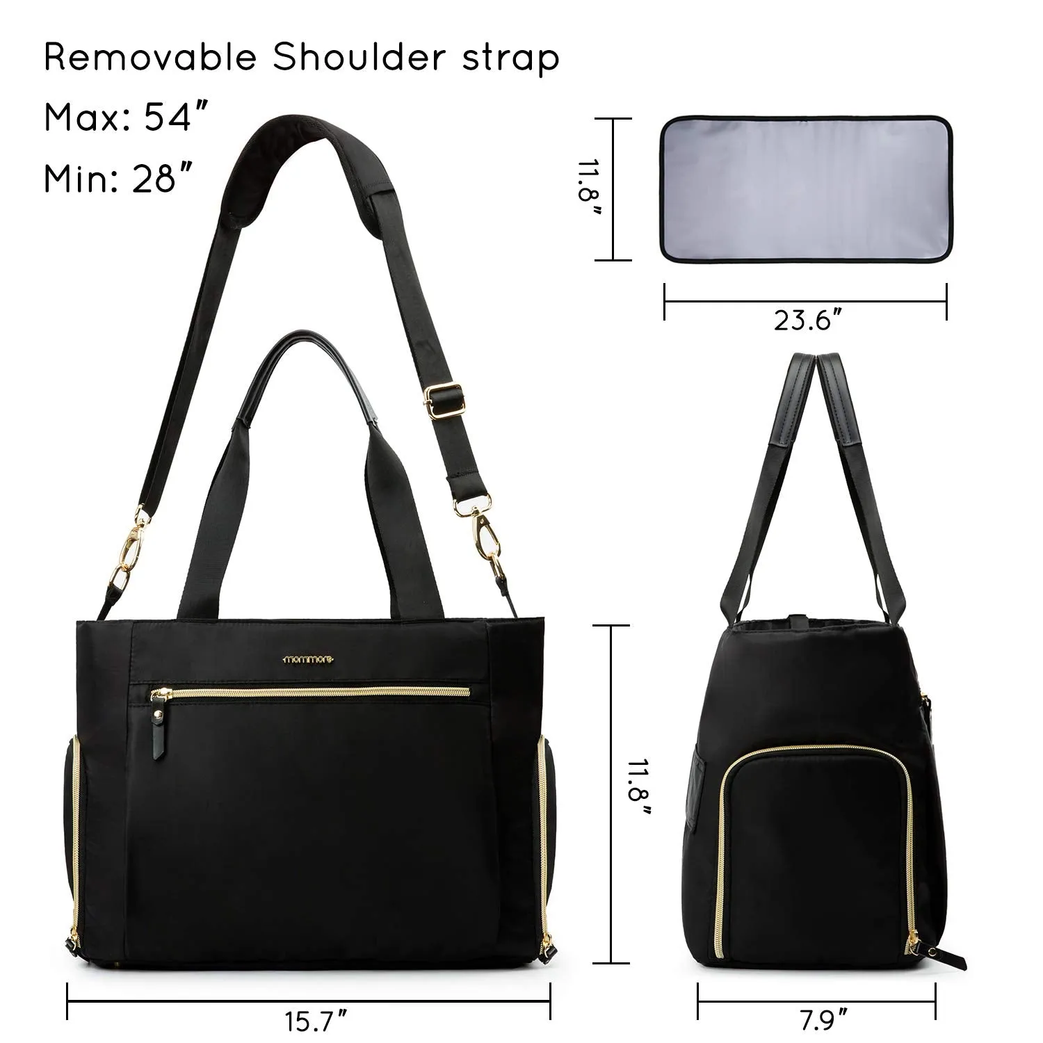 mommore Diaper Tote Bag, Breast Pump Bag with 15 Inch Laptop Sleeve