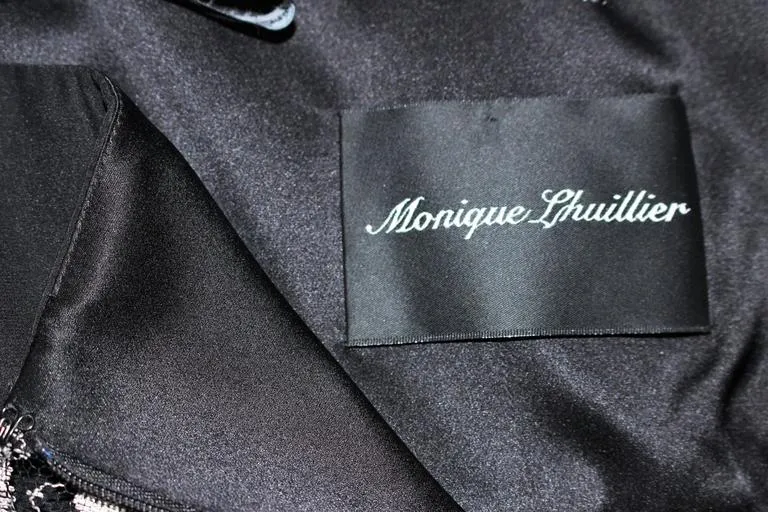 MONIQUE LHUILLER Black and Silver Lace Cocktail Dress Size 10
