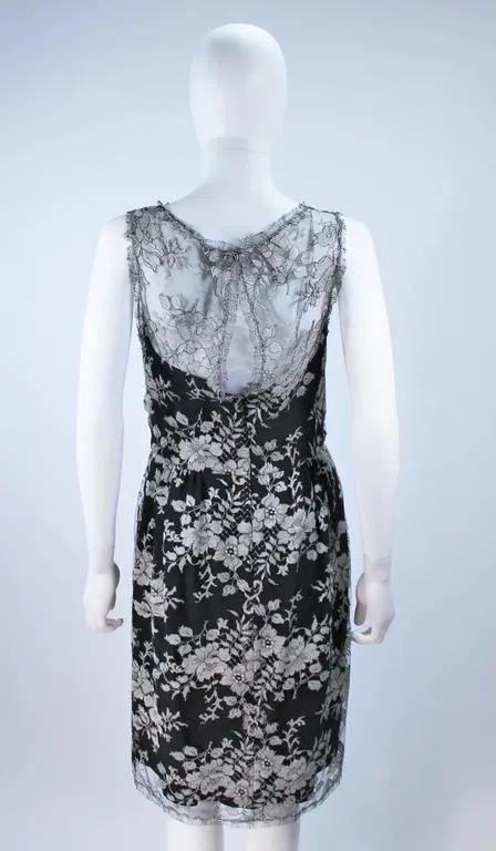 MONIQUE LHUILLER Black and Silver Lace Cocktail Dress Size 10