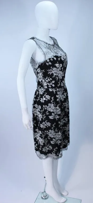 MONIQUE LHUILLER Black and Silver Lace Cocktail Dress Size 10