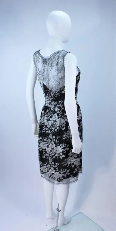 MONIQUE LHUILLER Black and Silver Lace Cocktail Dress Size 10