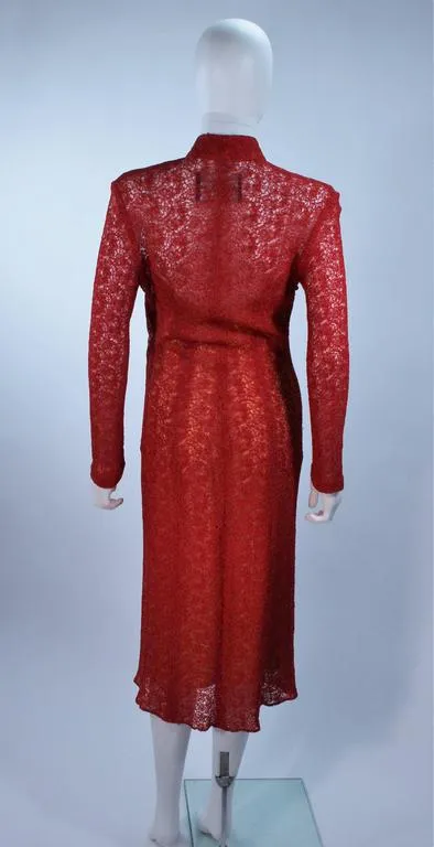 MONIQUE LHUILLIER Asian Inspired Deep Coral Cocktail Dress Size 8