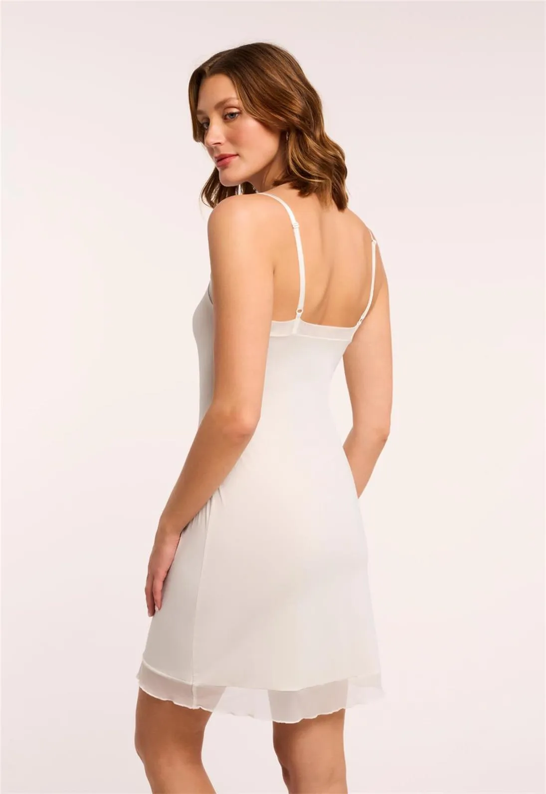 Montelle V-Neck Full Length Slip 9500- nude/black