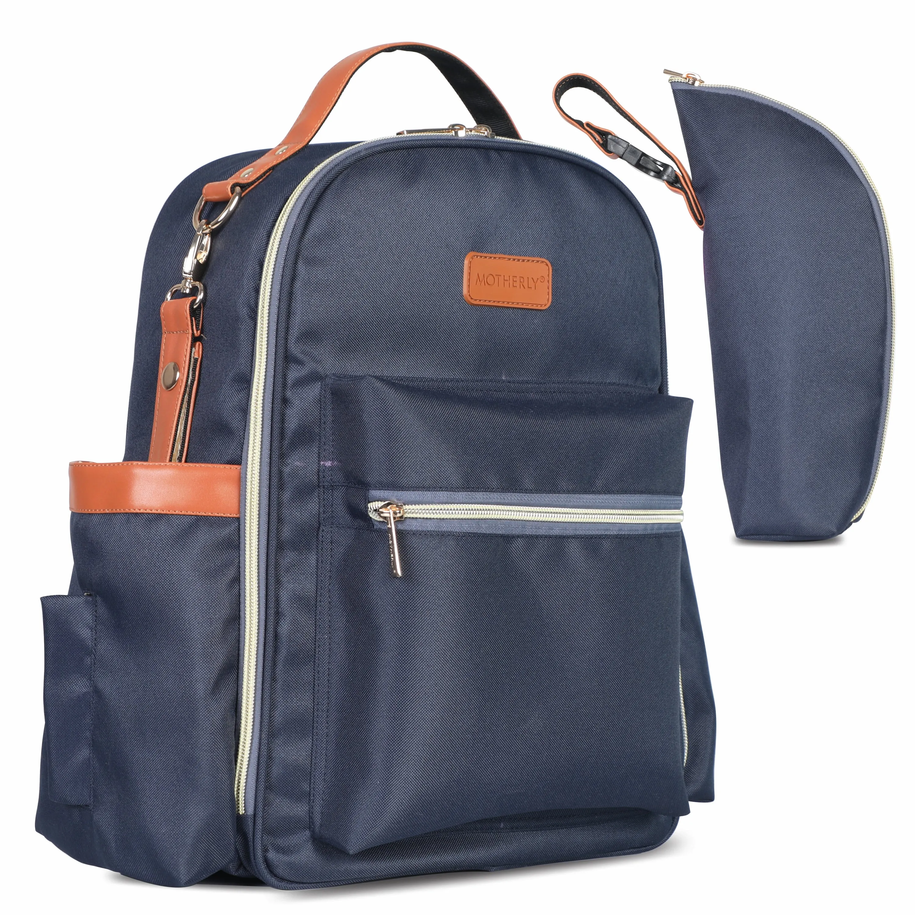 Motherly Diaper Bags For Mothers Stylish Backpacks for Moms for Travel with Stroller Hooks & Insulated Bottle Cover|6 Month Warranty |(Navy Gray)