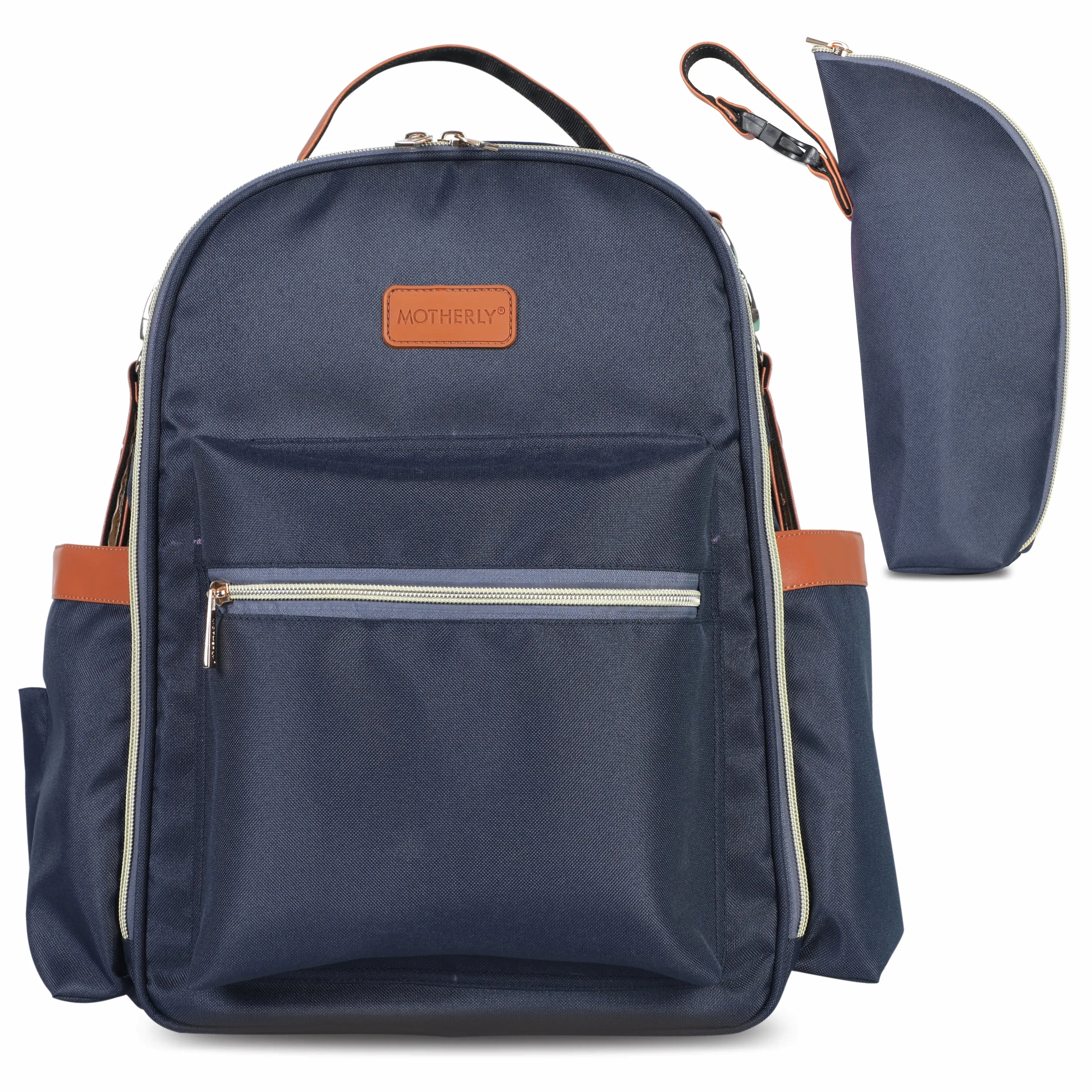 Motherly Diaper Bags For Mothers Stylish Backpacks for Moms for Travel with Stroller Hooks & Insulated Bottle Cover|6 Month Warranty |(Navy Gray)