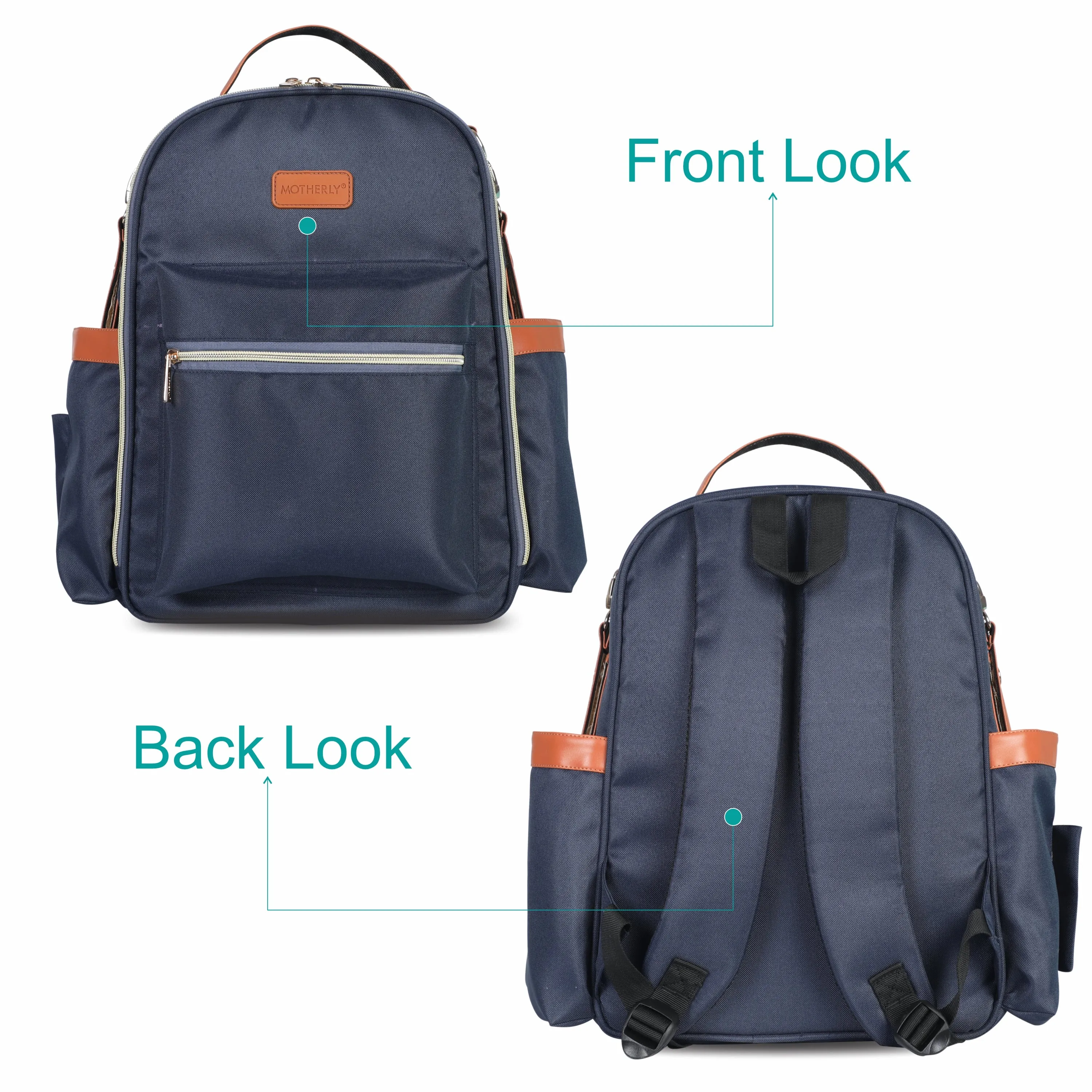 Motherly Diaper Bags For Mothers Stylish Backpacks for Moms for Travel with Stroller Hooks & Insulated Bottle Cover|6 Month Warranty |(Navy Gray)