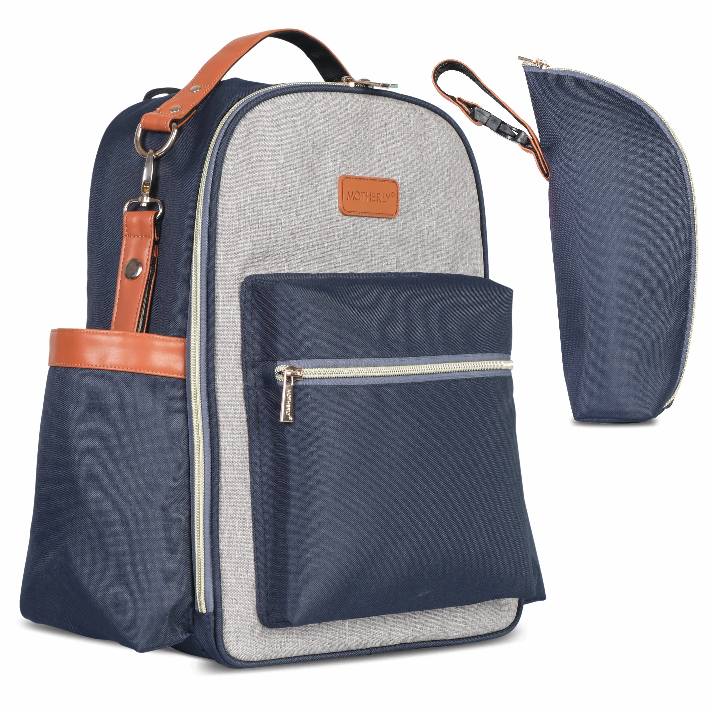 Motherly Diaper Bags For Mothers Stylish Backpacks for Moms for Travel with Stroller Hooks & Insulated Bottle Cover|6 Month Warranty |(Navy Gray)