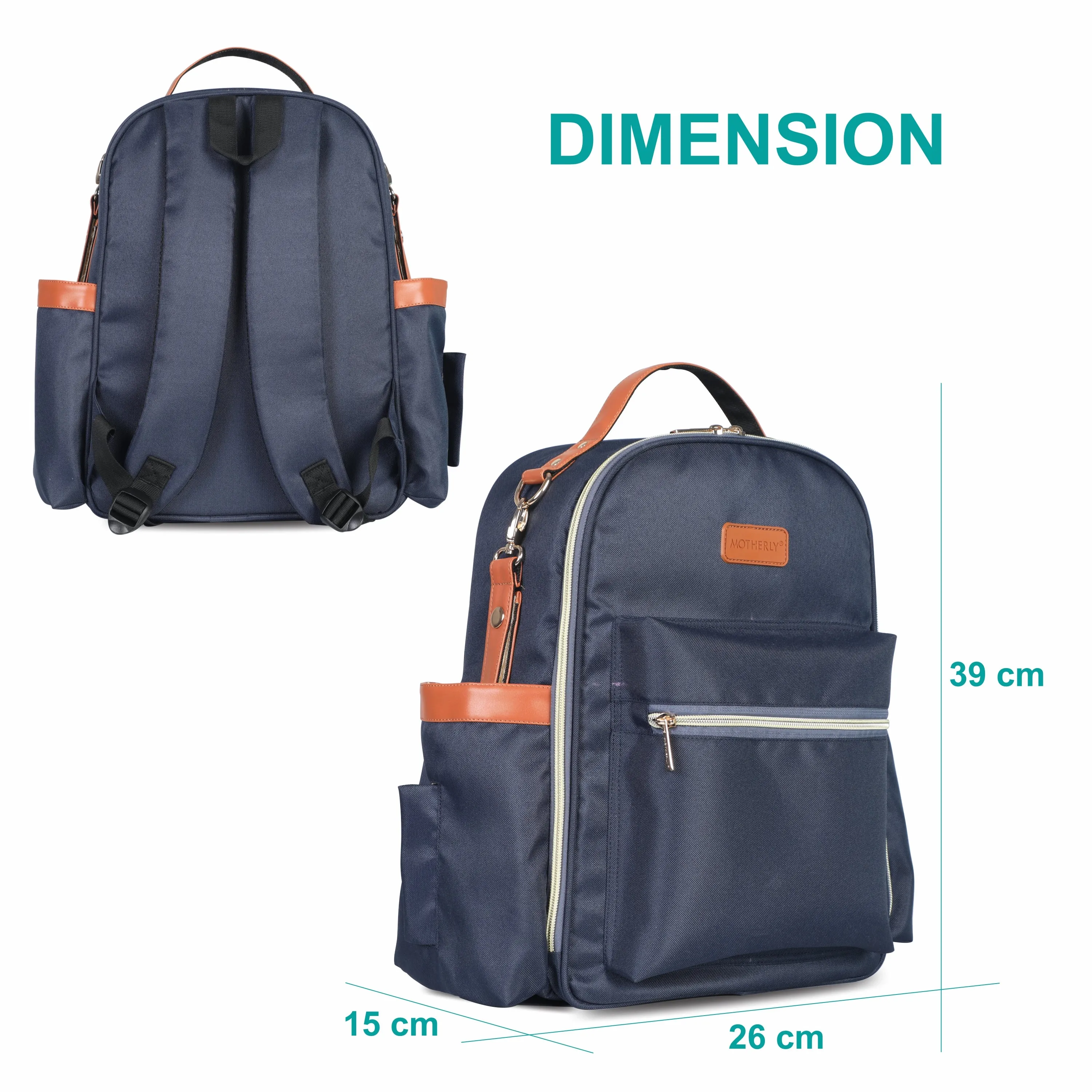 Motherly Diaper Bags For Mothers Stylish Backpacks for Moms for Travel with Stroller Hooks & Insulated Bottle Cover|6 Month Warranty |(Navy Gray)