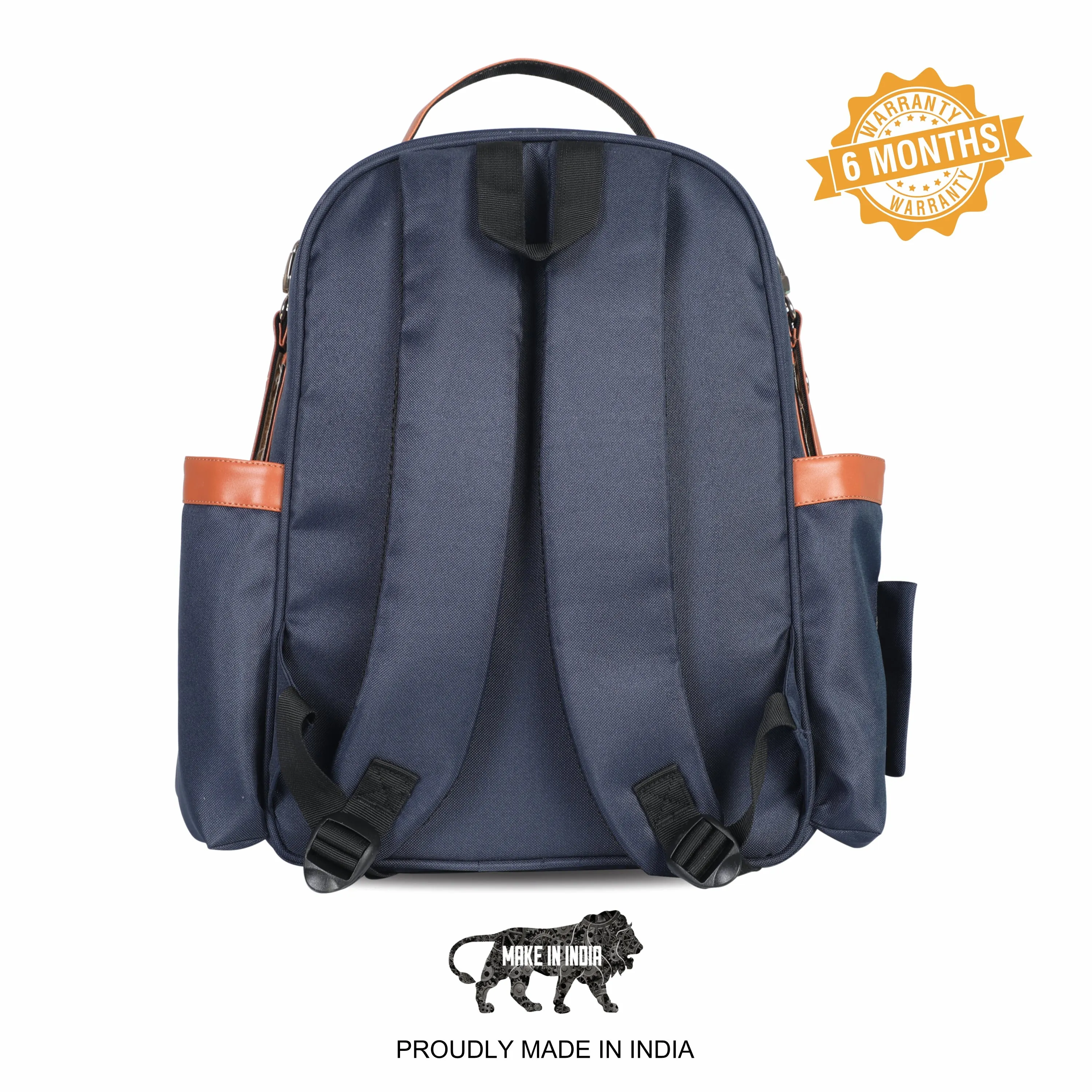 Motherly Diaper Bags For Mothers Stylish Backpacks for Moms for Travel with Stroller Hooks & Insulated Bottle Cover|6 Month Warranty |(Navy Gray)