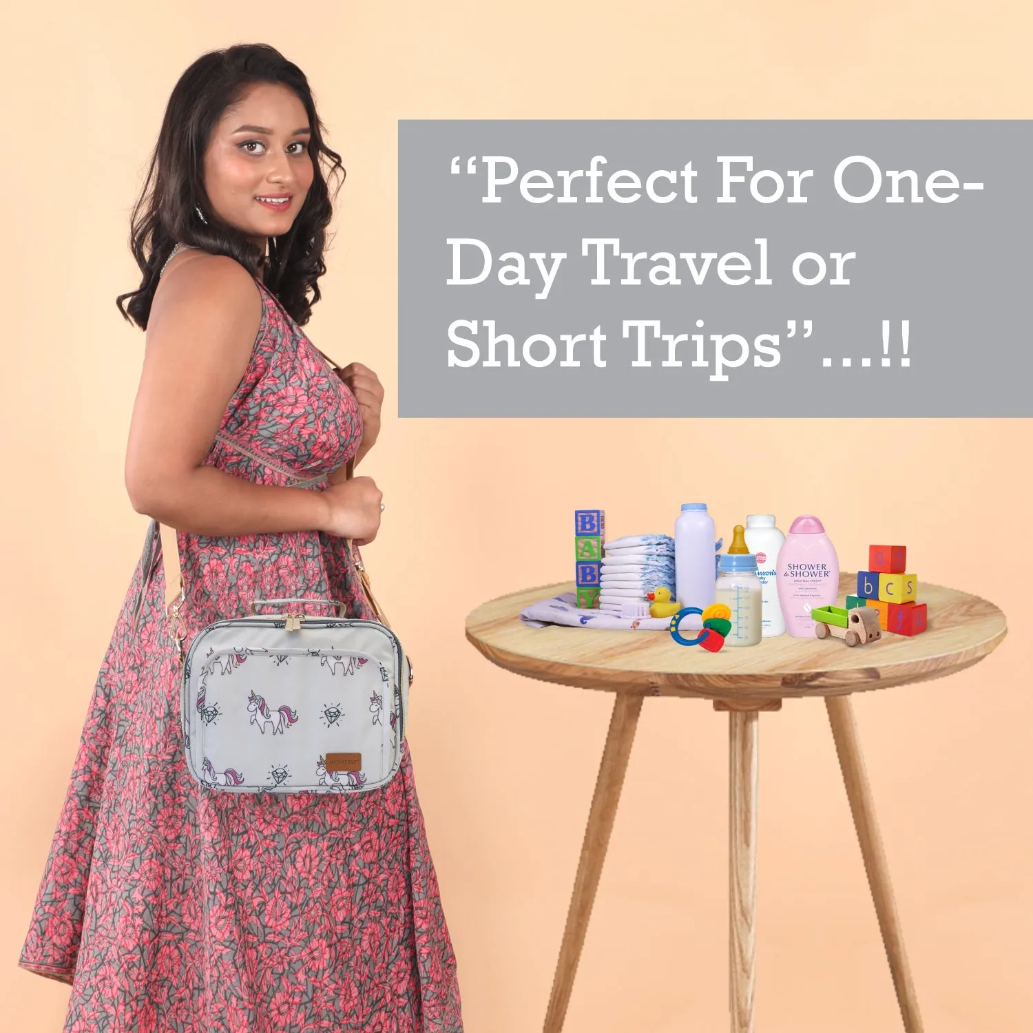 Motherly Mini Diaper Bag for Mothers for Travel | Small Maternity Handbag for Newborn Baby | Mothers Travelling Bag | Multiple Pockets Water Resistant Baby Bag I Hospital Bag for Moms (Unicorn Blue)