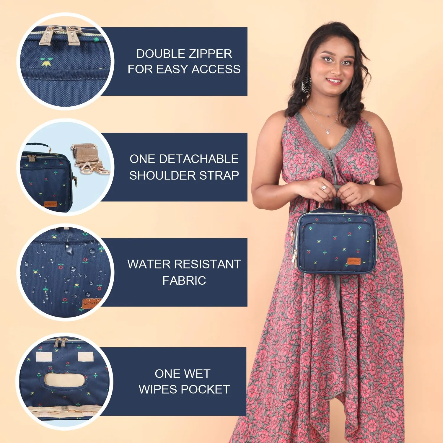 Motherly Mini Diaper Bag for Mothers for Travel | Small Maternity Handbag for Newborn Baby | Mothers Travelling Bag | Multiple Pockets Water Resistant Baby Bag I Hospital Bag for Moms (Unicorn Blue)