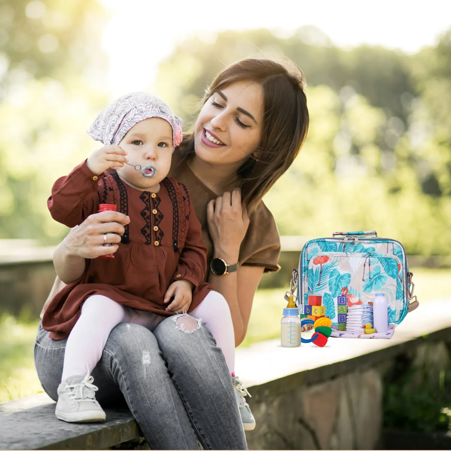 Motherly Mini Diaper Bag for Mothers for Travel | Small Maternity Handbag for Newborn Baby | Mothers Travelling Bag | Multiple Pockets Water Resistant Baby Bag I Hospital Bag for Moms (Unicorn Blue)