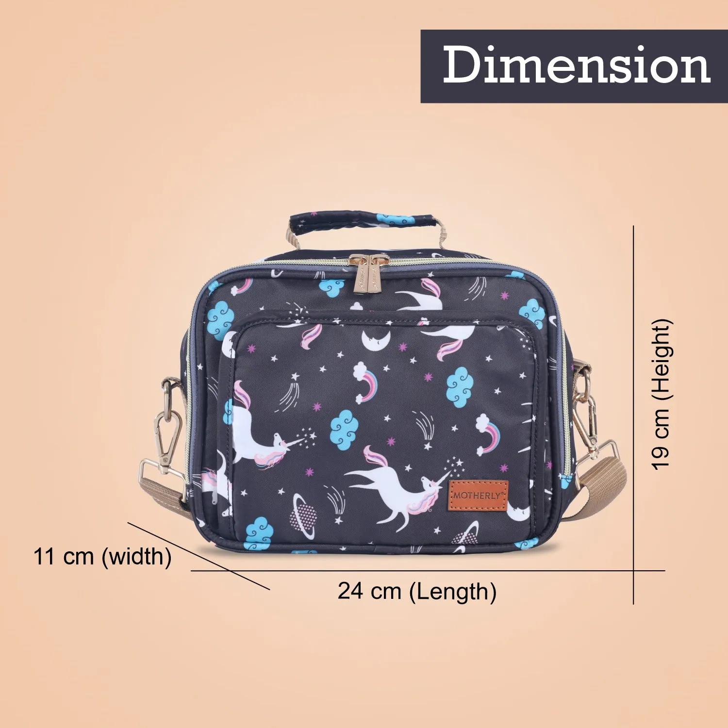 Motherly Mini Diaper Bag for Mothers for Travel | Small Maternity Handbag for Newborn Baby | Mothers Travelling Bag | Multiple Pockets Water Resistant Baby Bag I Hospital Bag for Moms (Unicorn Blue)