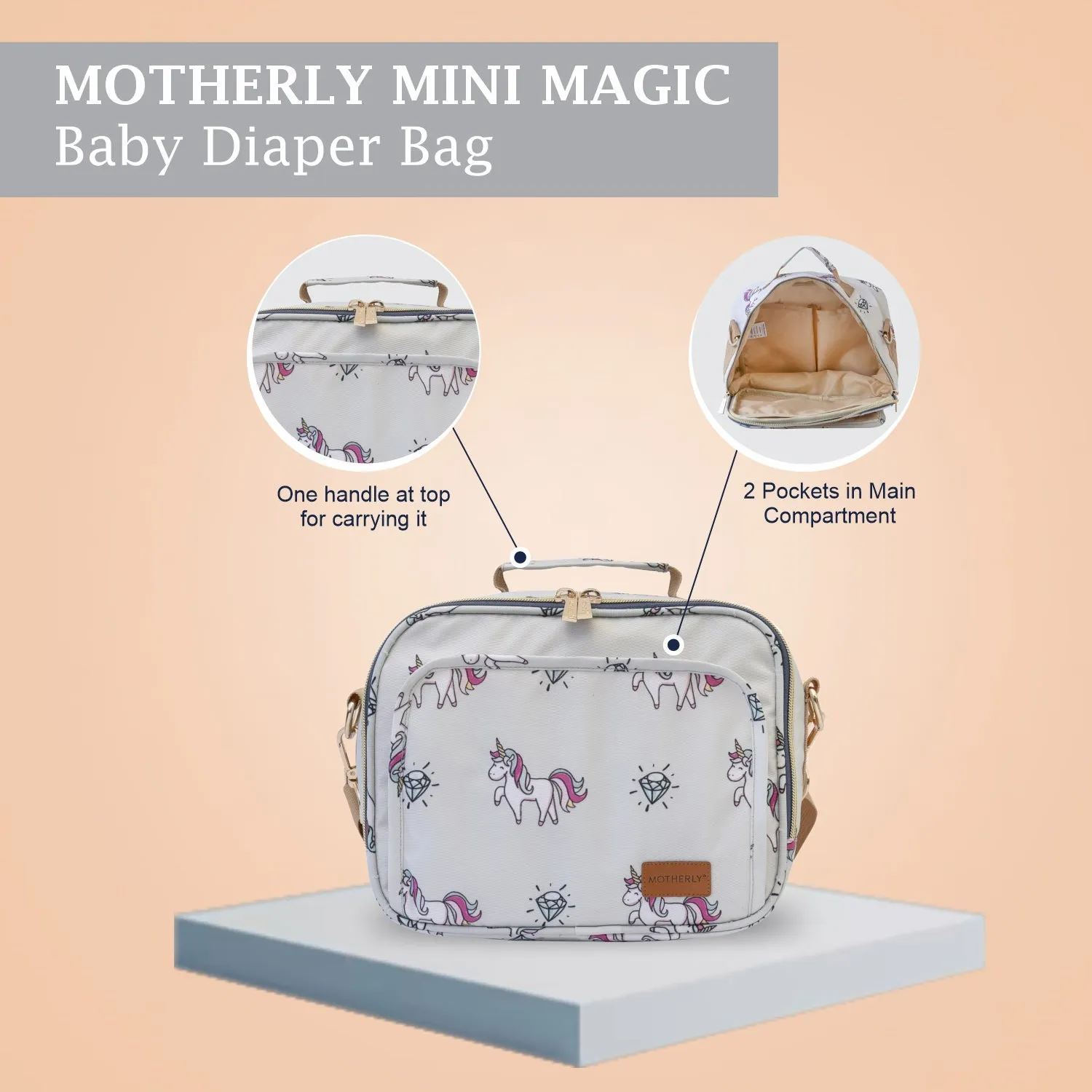 Motherly Mini Diaper Bag for Mothers for Travel | Small Maternity Handbag for Newborn Baby | Mothers Travelling Bag | Multiple Pockets Water Resistant Baby Bag I Hospital Bag for Moms (Unicorn Blue)