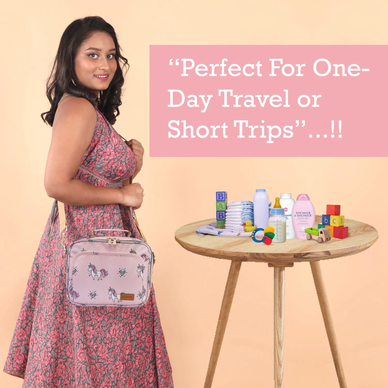 Motherly Mini Diaper Bag for Mothers for Travel | Small Maternity Handbag for Newborn Baby | Mothers Travelling Bag | Multiple Pockets Water Resistant Baby Bag I Hospital Bag for Moms (Unicorn Blue)