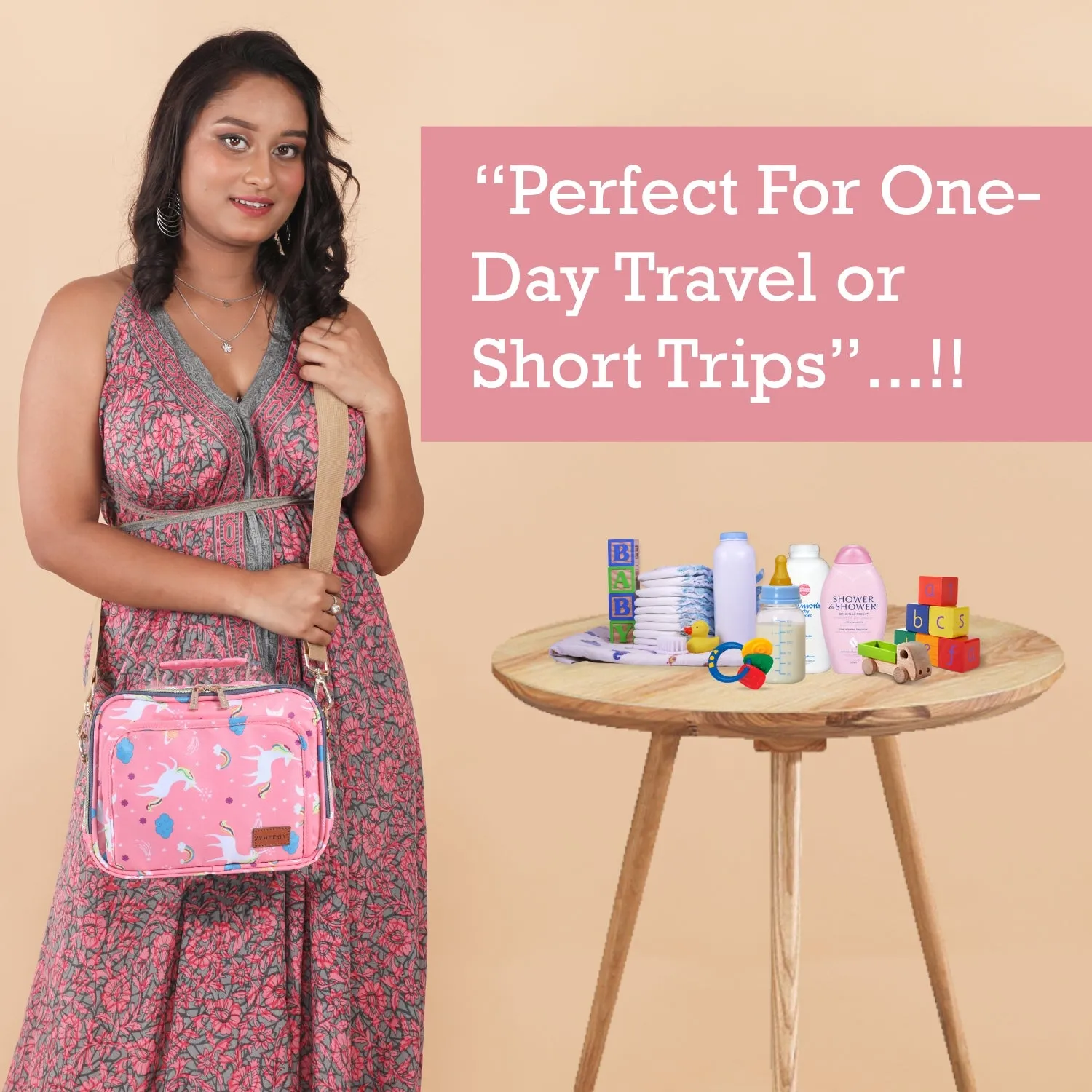 Motherly Mini Diaper Bag for Mothers for Travel | Small Maternity Handbag for Newborn Baby | Mothers Travelling Bag | Multiple Pockets Water Resistant Baby Bag I Hospital Bag for Moms (Unicorn Blue)