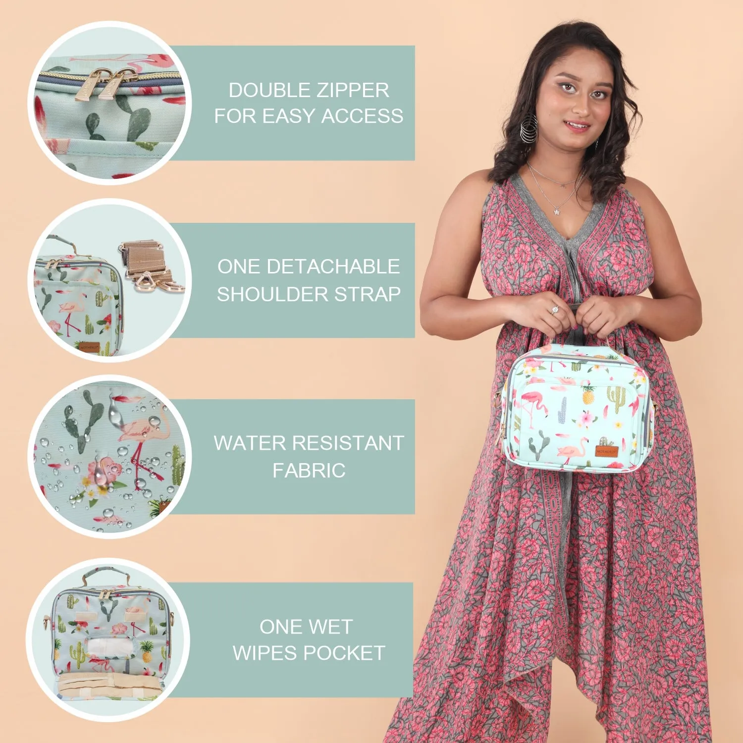 Motherly Mini Diaper Bag for Mothers for Travel | Small Maternity Handbag for Newborn Baby | Mothers Travelling Bag | Multiple Pockets Water Resistant Baby Bag I Hospital Bag for Moms (Unicorn Blue)