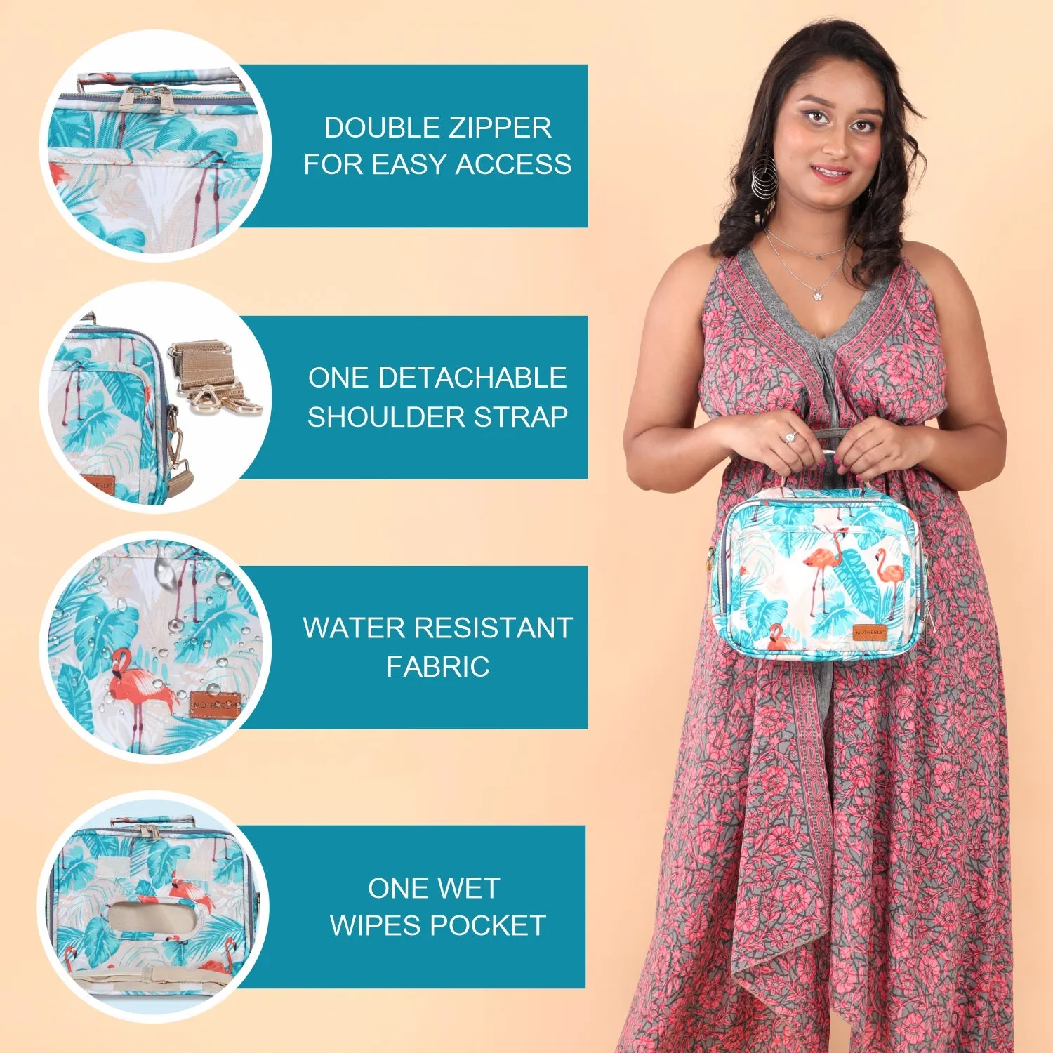 Motherly Mini Diaper Bag for Mothers for Travel | Small Maternity Handbag for Newborn Baby | Mothers Travelling Bag | Multiple Pockets Water Resistant Baby Bag I Hospital Bag for Moms (Unicorn Blue)