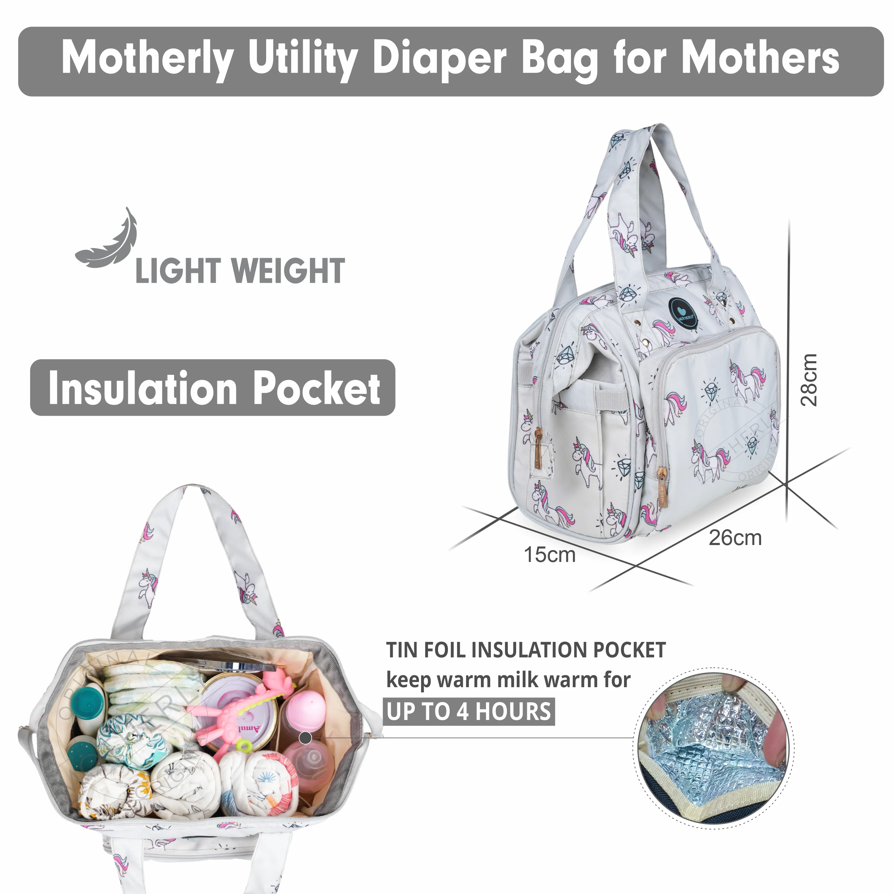 Motherly Mini Diaper Bag for Mothers | Small Diaper handbag for mom for travel