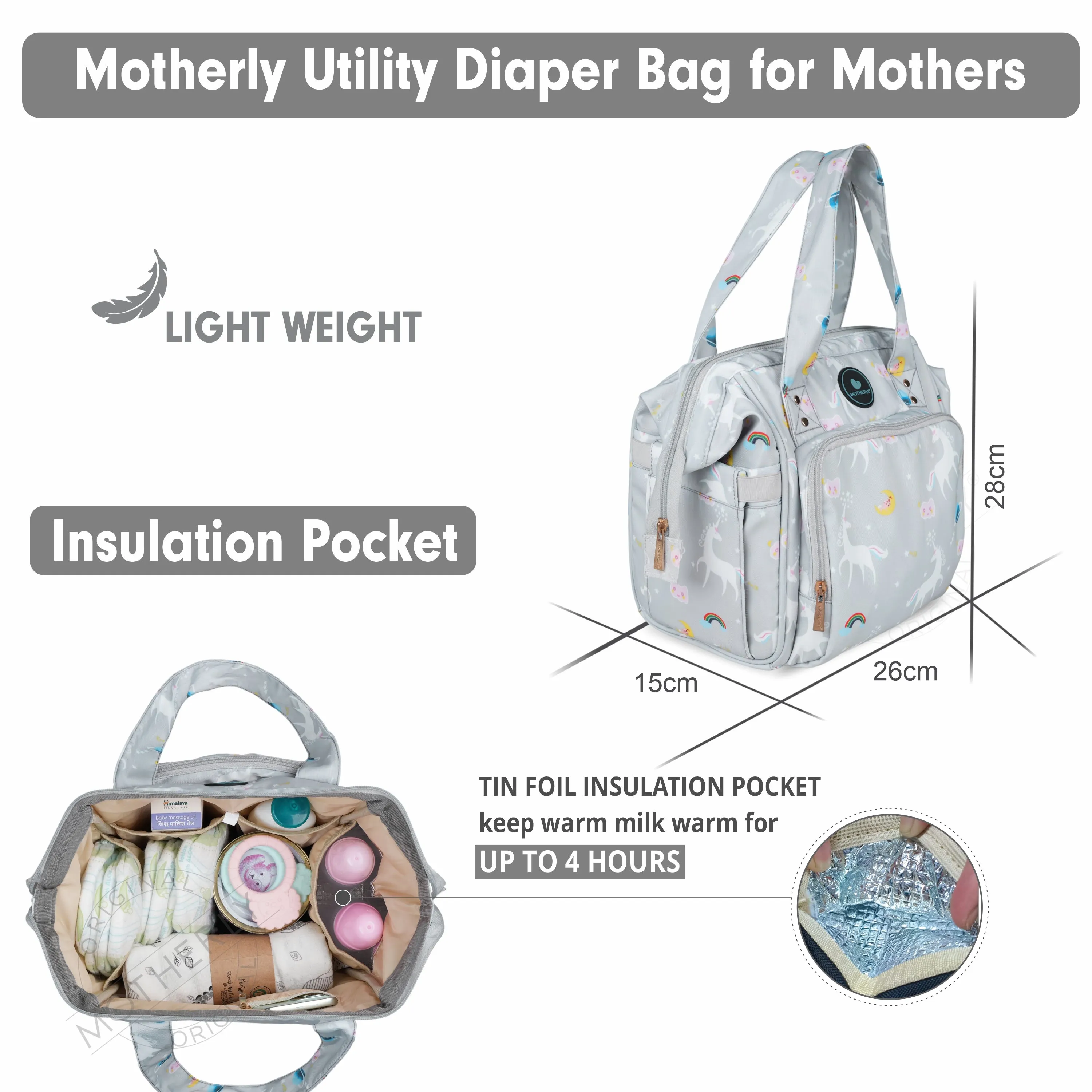 Motherly Mini Diaper Bag for Mothers | Small Diaper handbag for mom for travel