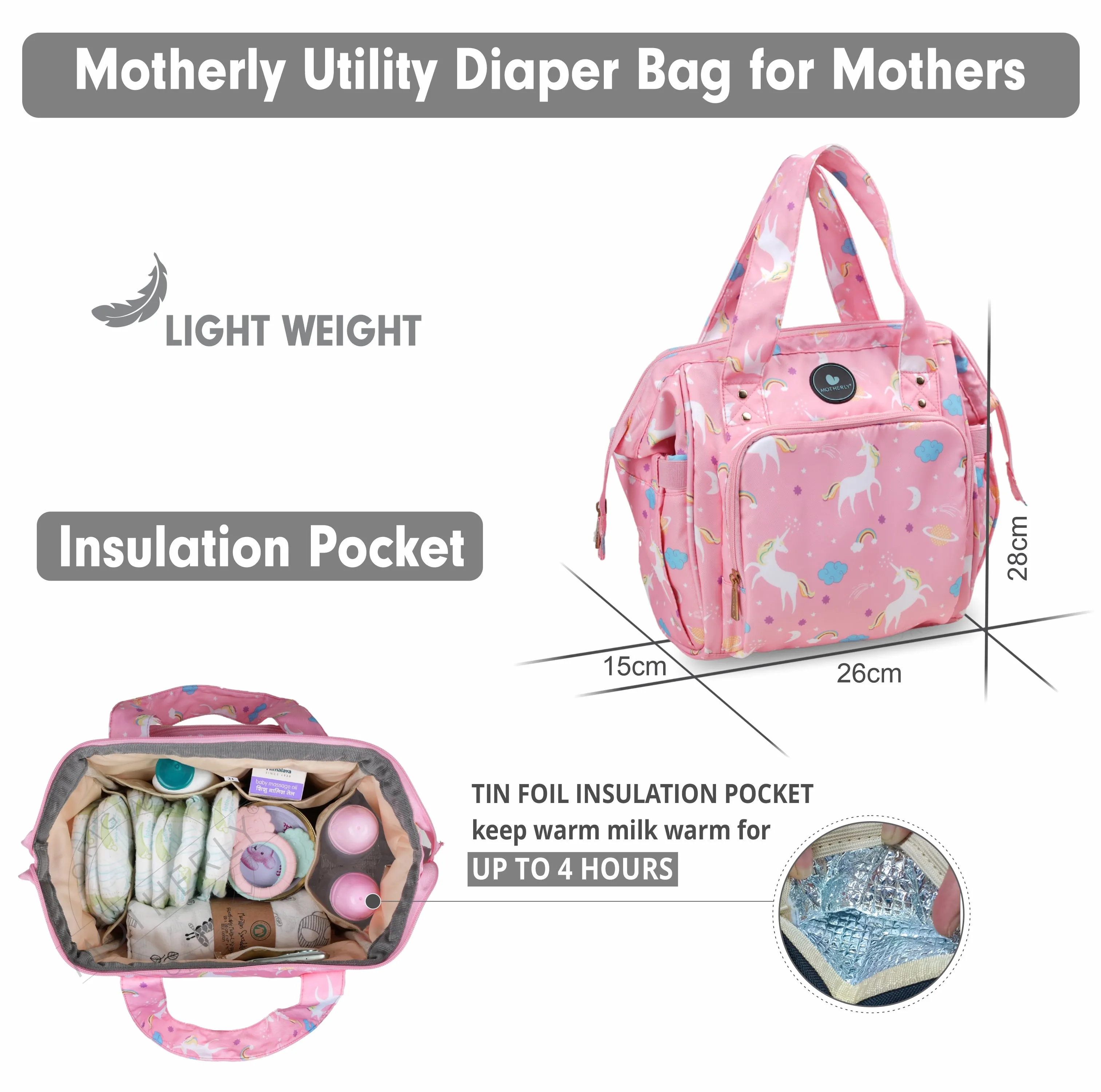 Motherly Mini Diaper Bag for Mothers | Small Diaper handbag for mom for travel