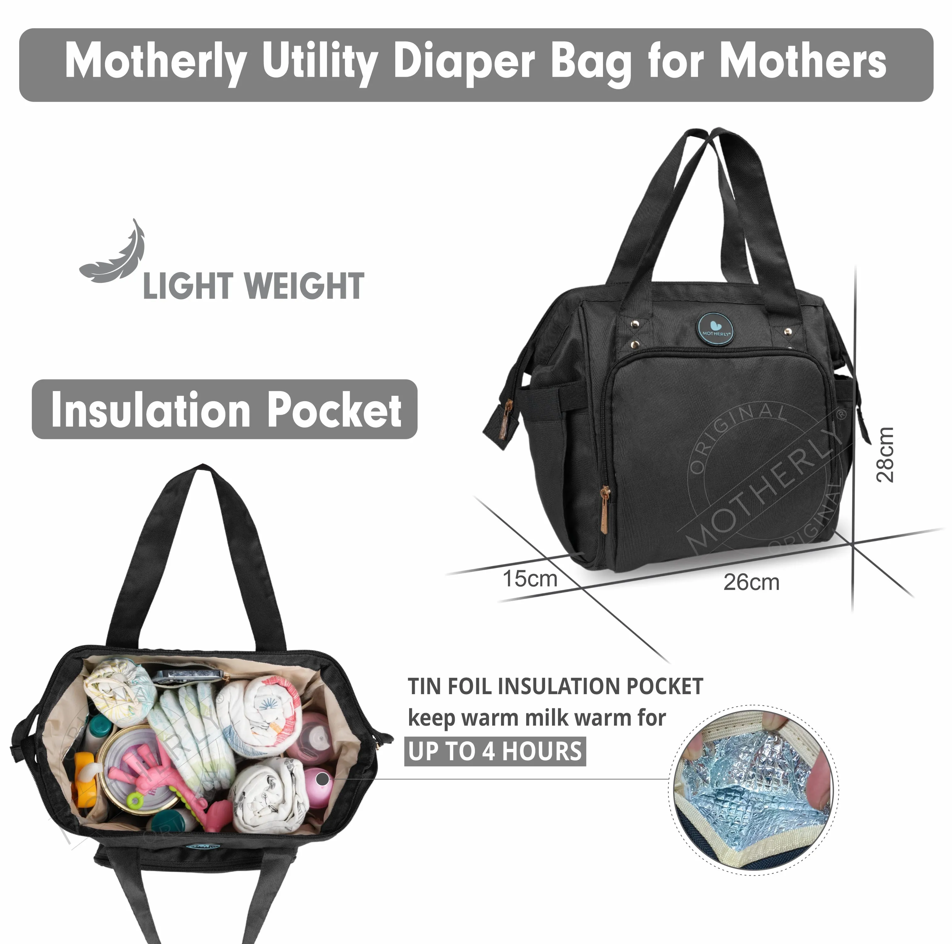 Motherly Mini Diaper Bag for Mothers | Small Diaper handbag for mom for travel