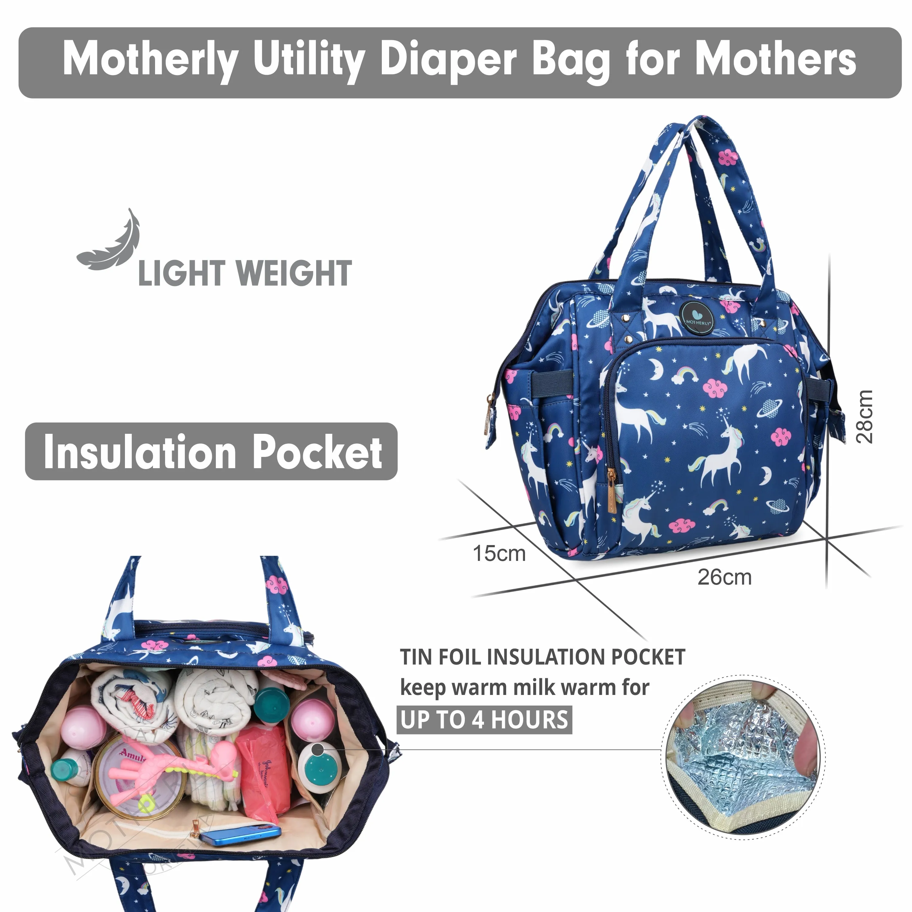 Motherly Mini Diaper Bag for Mothers | Small Diaper handbag for mom for travel