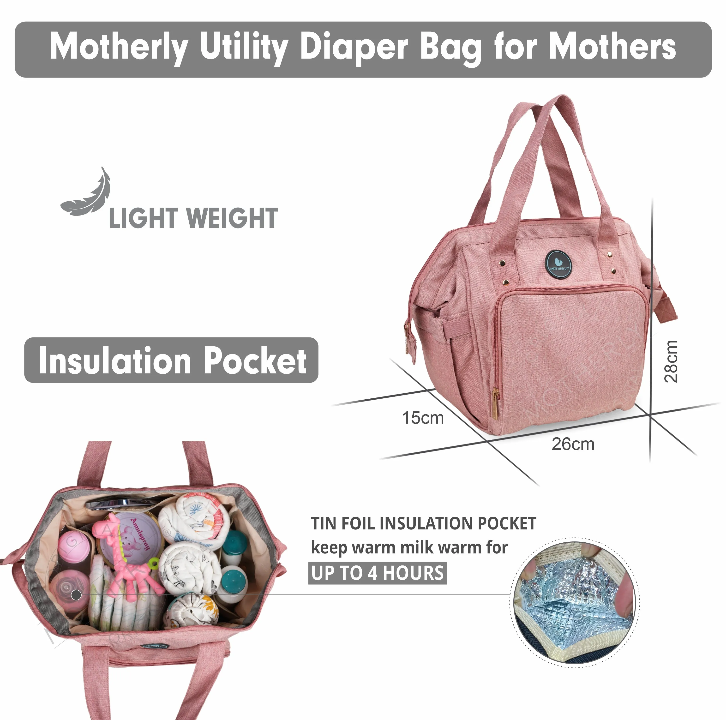 Motherly Mini Diaper Bag for Mothers | Small Diaper handbag for mom for travel