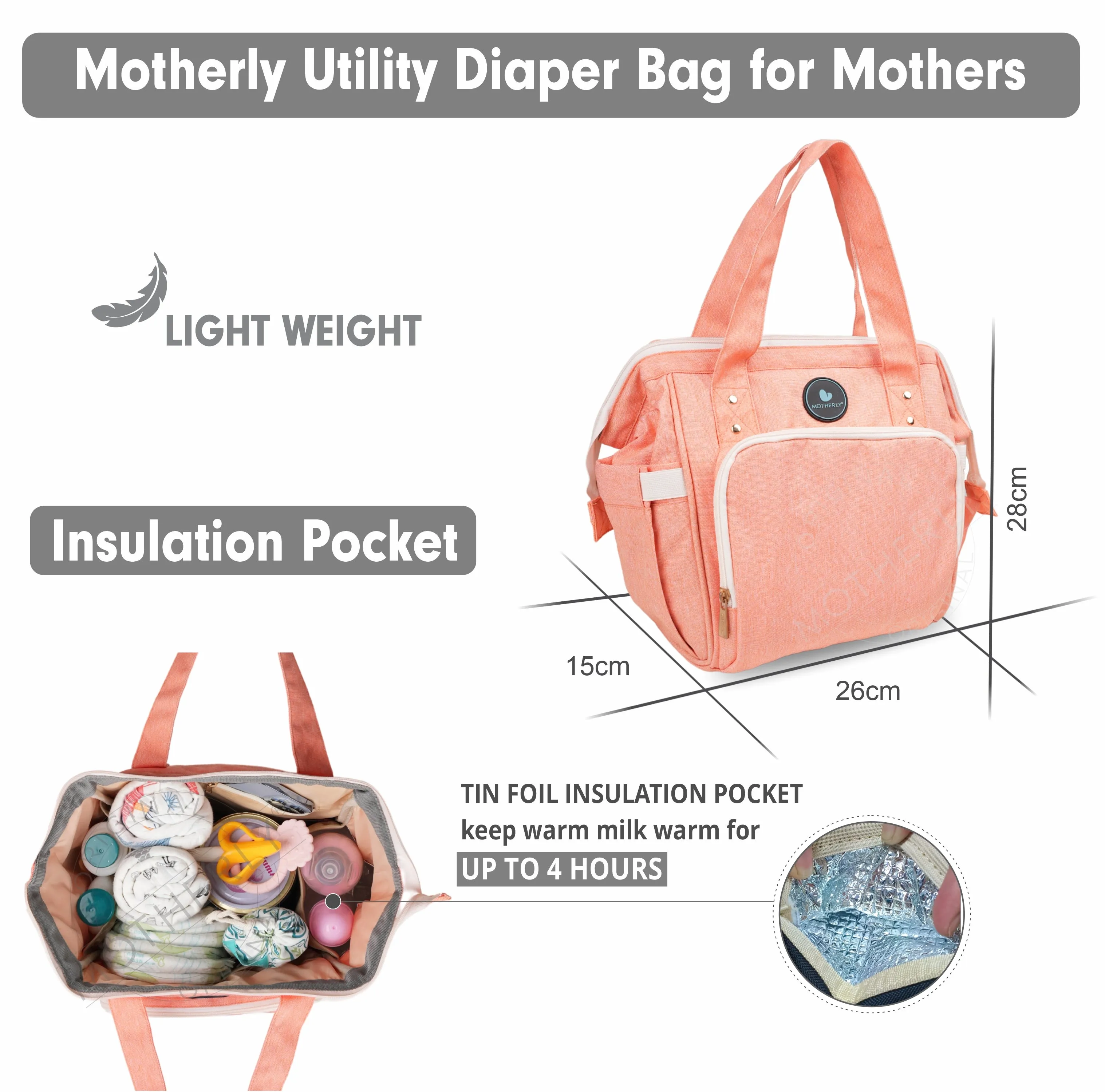 Motherly Mini Diaper Bag for Mothers | Small Diaper handbag for mom for travel