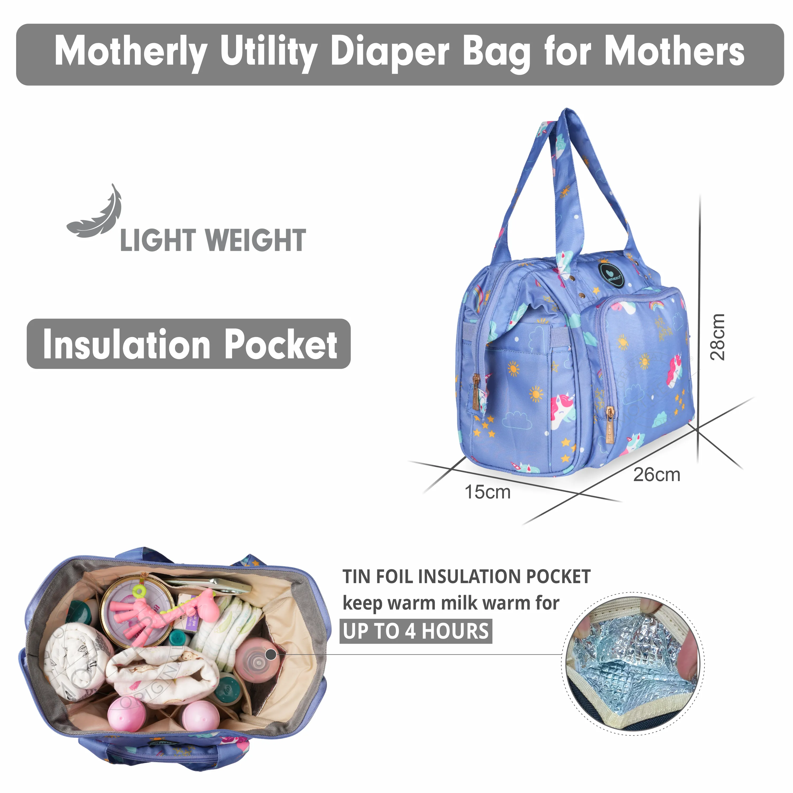 Motherly Mini Diaper Bag for Mothers | Small Diaper handbag for mom for travel