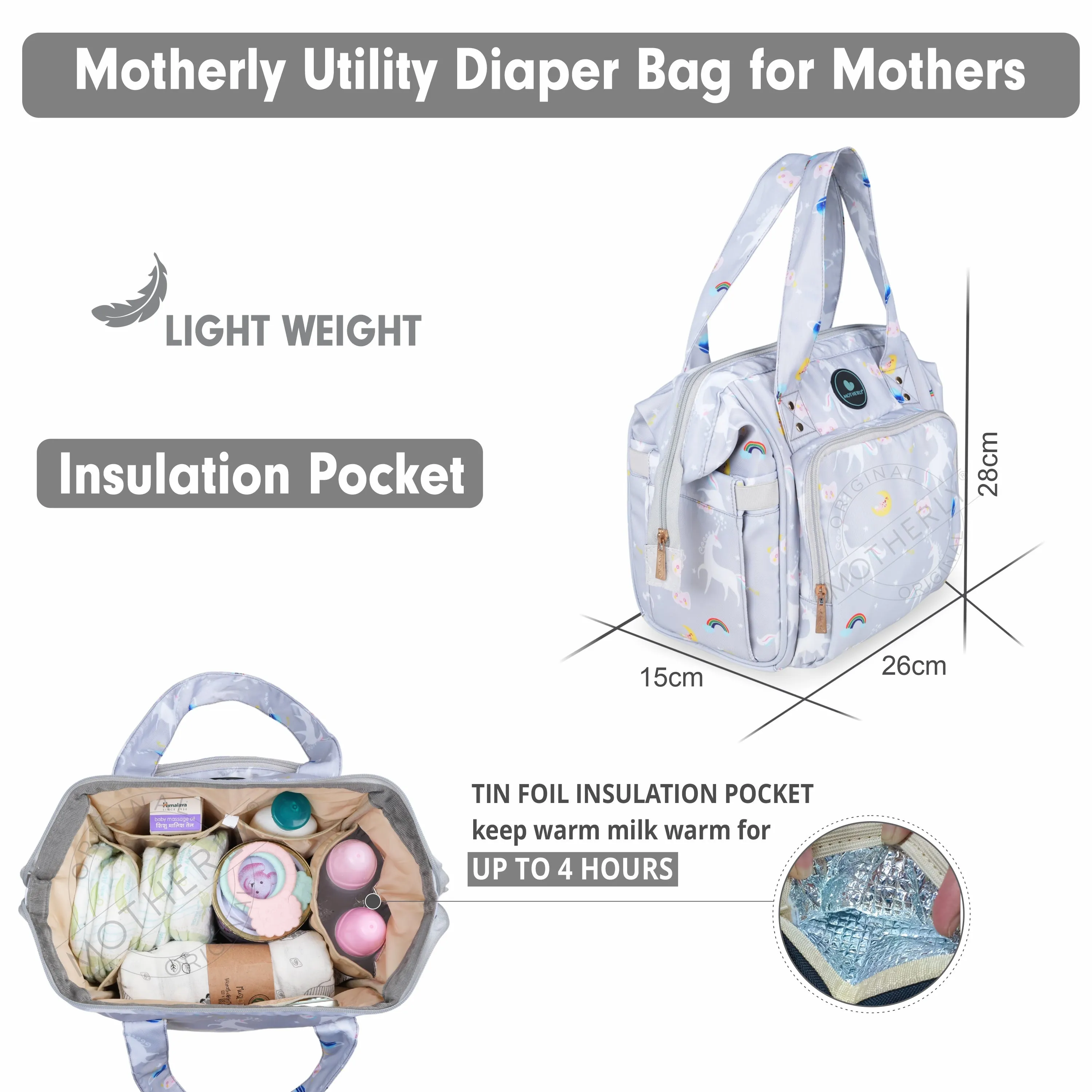 Motherly Mini Diaper Bag for Mothers | Small Diaper handbag for mom for travel