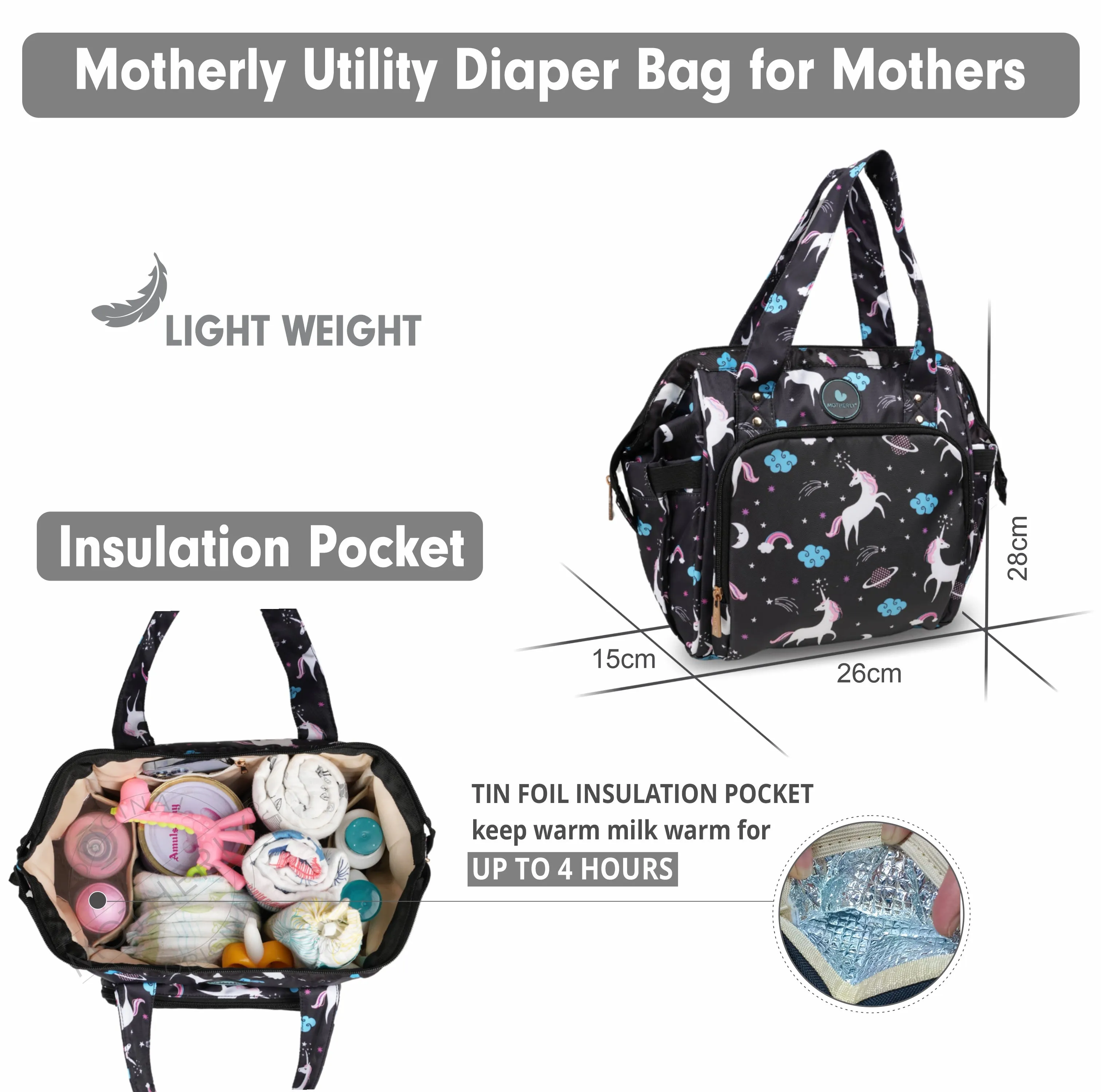 Motherly Mini Diaper Bag for Mothers | Small Diaper handbag for mom for travel