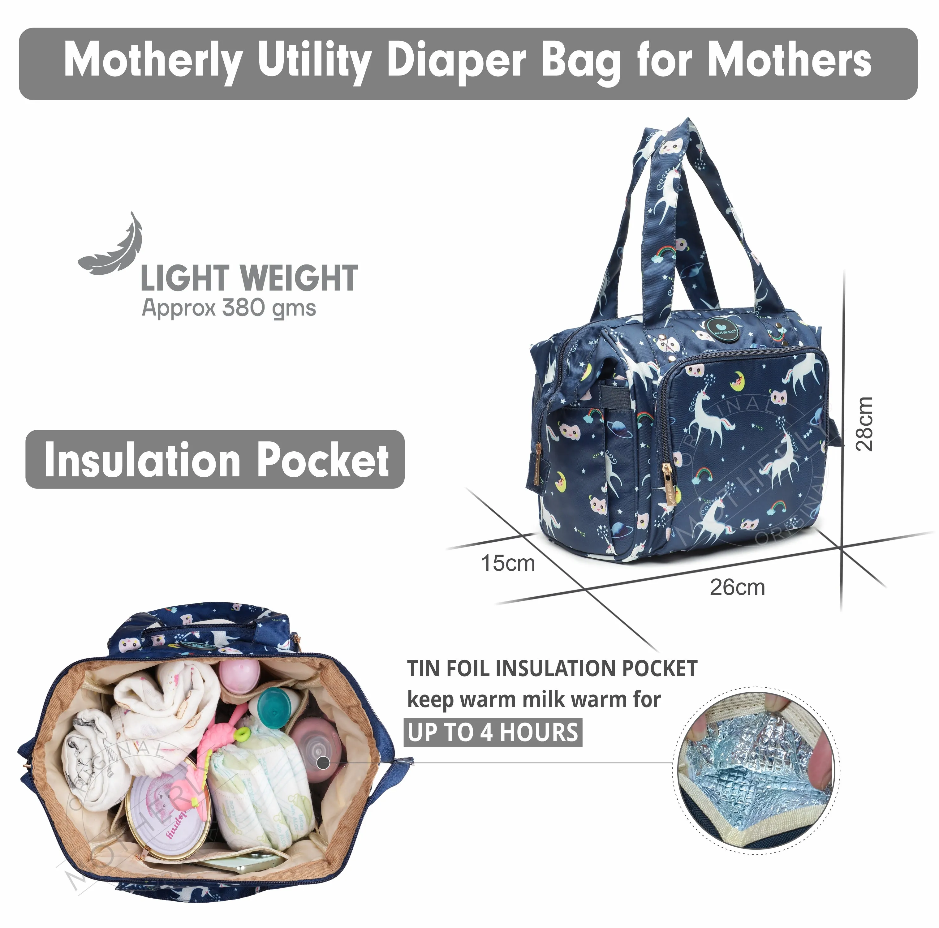 Motherly Mini Diaper Bag for Mothers | Small Diaper handbag for mom for travel