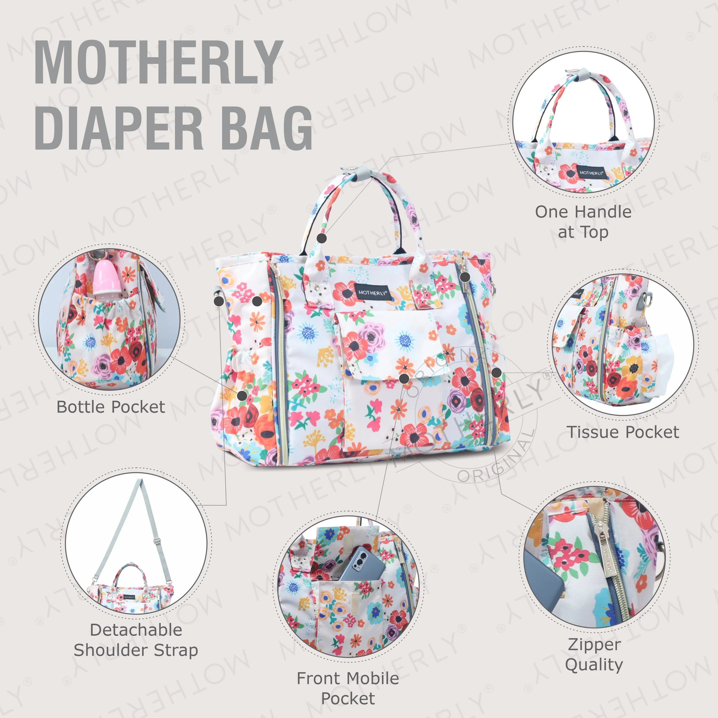 Motherly Womens Stylish Diaper Bag Mummy Bag Handbag