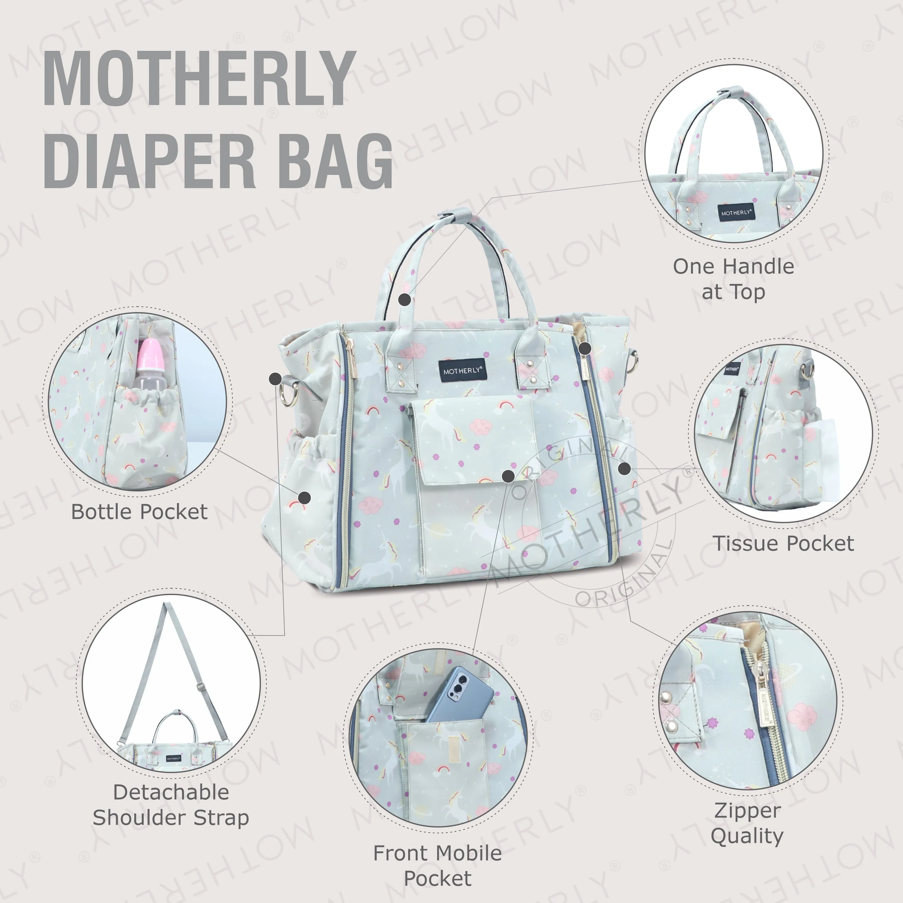Motherly Womens Stylish Diaper Bag Mummy Bag Handbag