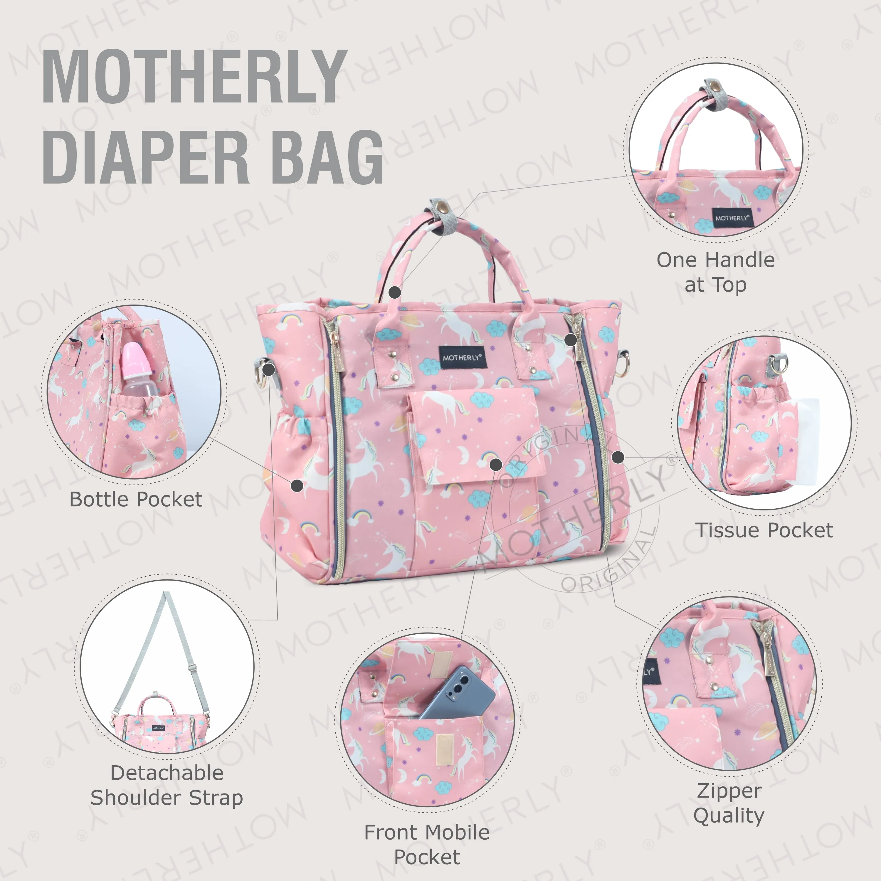 Motherly Womens Stylish Diaper Bag Mummy Bag Handbag