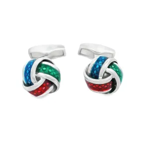 Multi Color Enamel Cufflinks in Silver